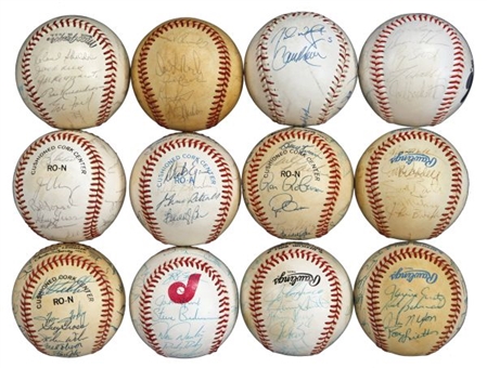 Large Lot  of Twelve (12) Team Signed Baseballs Including 1961 Yankees and more
